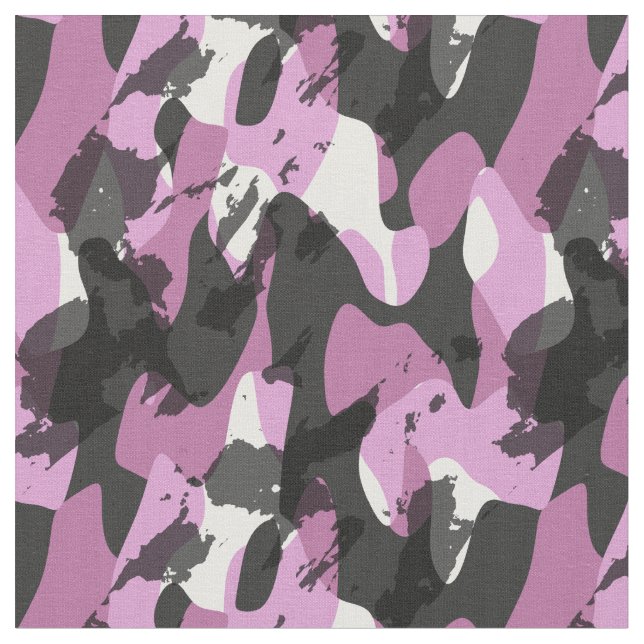 White with shades of pink and gray camo abstract stoff (Nahaufnahme)