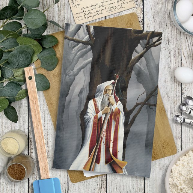 White Wizard Oak Tree Fantasy Geschirrtuch (Von Creator hochgeladen)