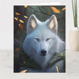 WHITE WOLF ART BIRTHDAY GREETING CARD KARTE
