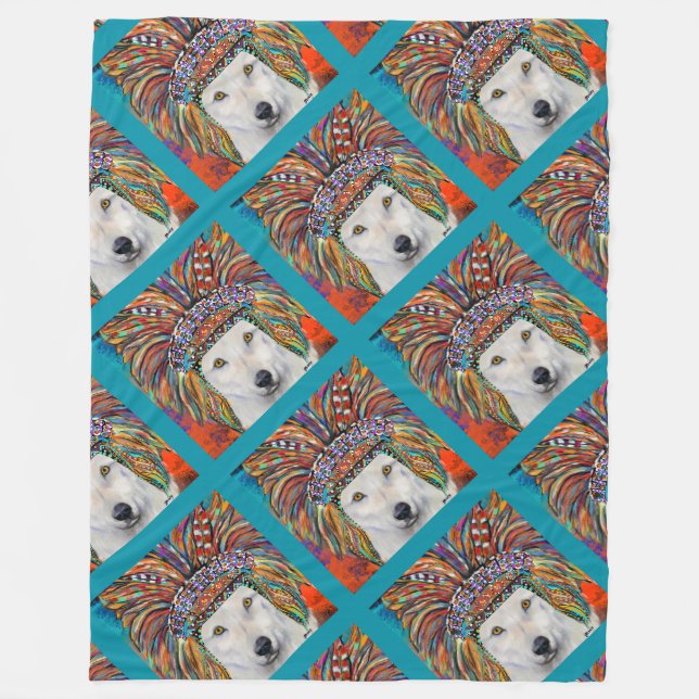 White Wolf Art Fleecedecke (Vorderseite)