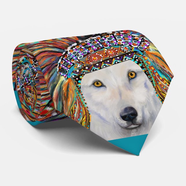 White Wolf Art Krawatte (Gerollt)