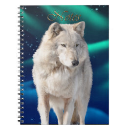 White Wolf & Aurora Wildlife-Fan-Notebook Notizblock