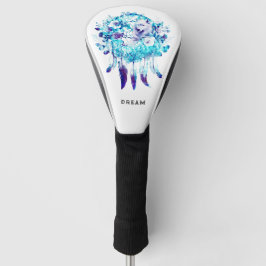 White Wolf Dreamcatcher Purple Blue Floral Golf Headcover