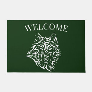 White Wolf Head auf Green Fußmatte