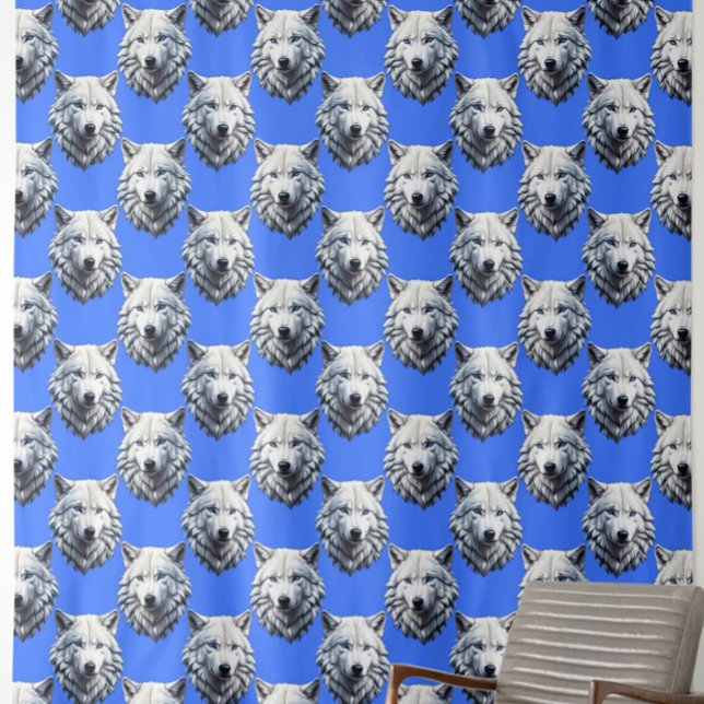 White Wolf Head Muster Design Blau Stoff (Von Creator hochgeladen)