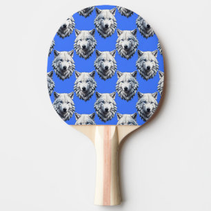 White Wolf Head Muster Design Blau Tischtennis Schläger