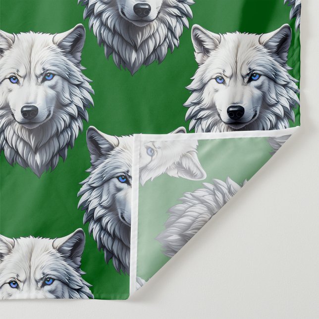 White Wolf Head Pattern Design Green  Stoff (Von Creator hochgeladen)