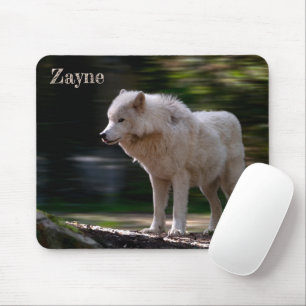 White Wolf Individuelle Name Wildlife Lover Mousepad