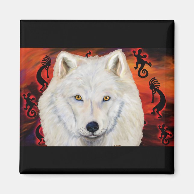 White Wolf Kokopelli Magnet (Vorne)