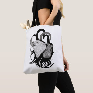 White Wolf mit Raven Tribal Art