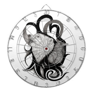 White Wolf mit Raven Tribal Art Dartscheibe