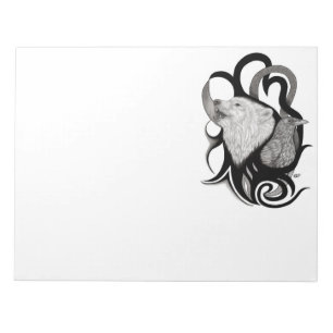 White Wolf mit Raven Tribal Art Notizblock