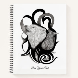 White Wolf mit Raven Tribal Art Notizbuch