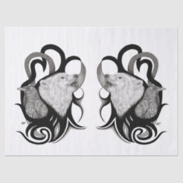 White Wolf mit Raven Tribal Art Seidenpapier