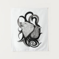 White Wolf mit Raven Tribal Art