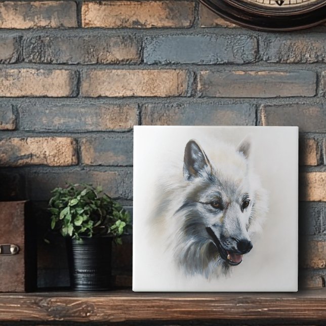 White Wolf Portrait Fliese (Von Creator hochgeladen)