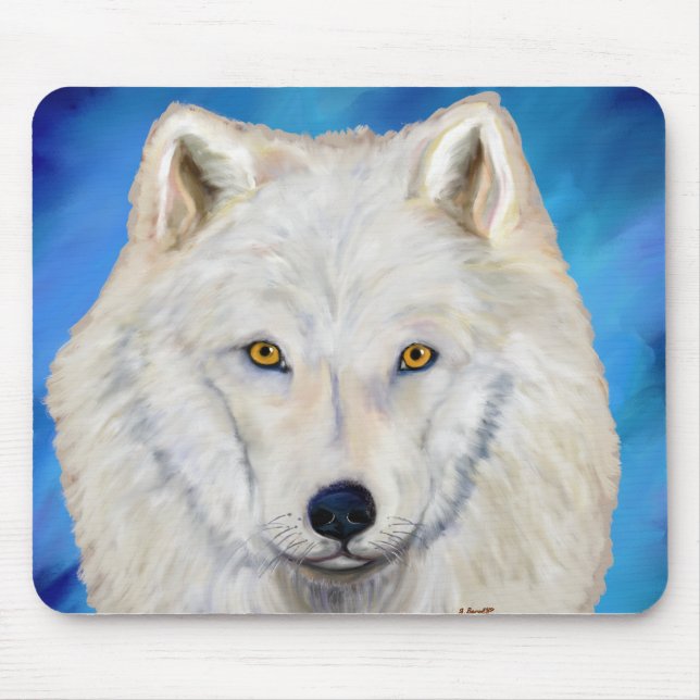 White Wolf Portrait Mousepad (Vorne)