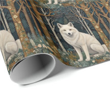White wolf vintage boho woodland forest 