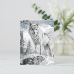 White Wolf Watercolor Winter Postkarte