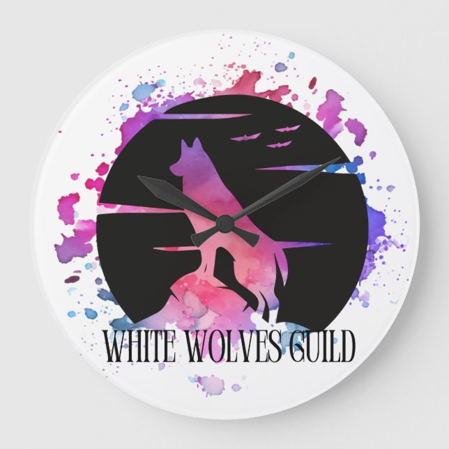 White Wolves Guild Clock Große Wanduhr (Vorderseite)