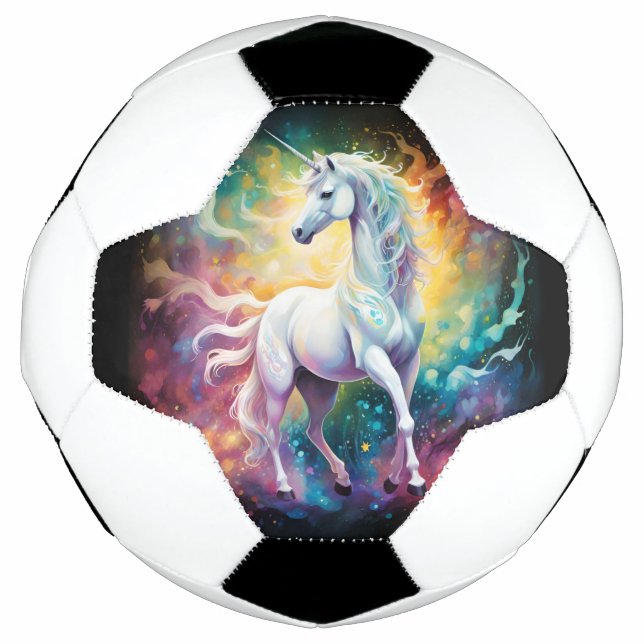White Wonder: Das spektralweiße Einhorn Fußball (Vorderseite)