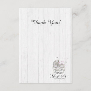 White Wood & Carriage Girl Babydusche Vielen Dank Dankeskarte