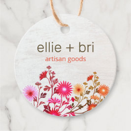White Wood Country Floral Boho White Wood Hang Tag Geschenkanhänger