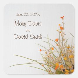 White Wood Fall Blume Hochzeitsticker Quadratischer Aufkleber