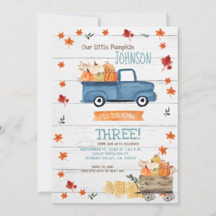 White Wood Fall Farm Navy Pumpkin Geburtstag Einladung