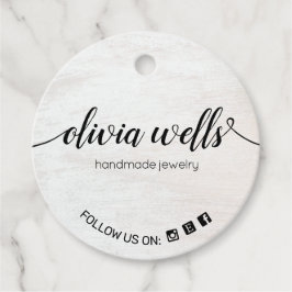 White Wood Floral 2" Runde Social Media Hang Tag Geschenkanhänger