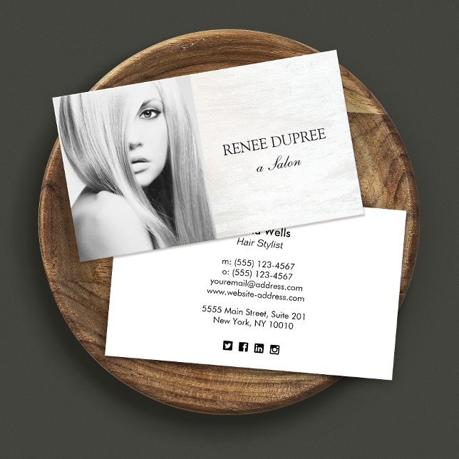 White Wood Salon Photography Photo Card Visitenkarte (Von Creator hochgeladen)