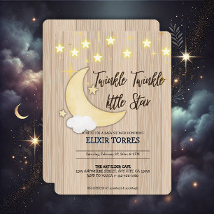 White Wood Twinkle Twinkle Little Star Baby Dusche Einladung