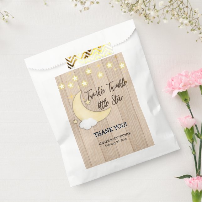 White Wood Twinkle Twinkle Little Star Baby Dusche Geschenktütchen (Versiegelt)