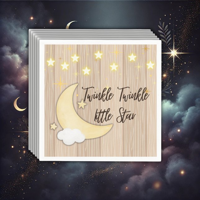 White Wood Twinkle Twinkle Little Star Baby Dusche Serviette (Von Creator hochgeladen)