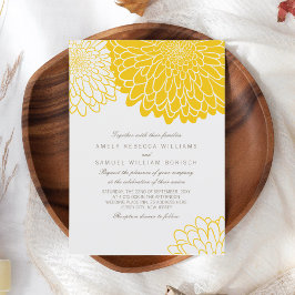 White Yellow Chrysanthemum Simple Stylish Wedding Einladung