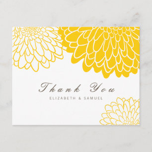 White Yellow Chrysanthemum Wedding Dankeschön Kart Dankeskarte