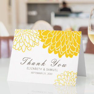 White Yellow Chrysanthemum Wedding Thank You Card Dankeskarte