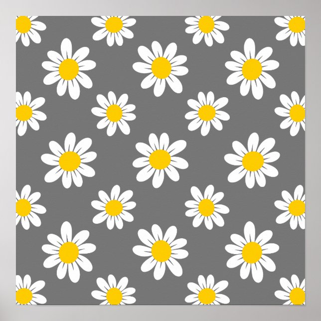 White Yellow Daisies Poster (Vorne)