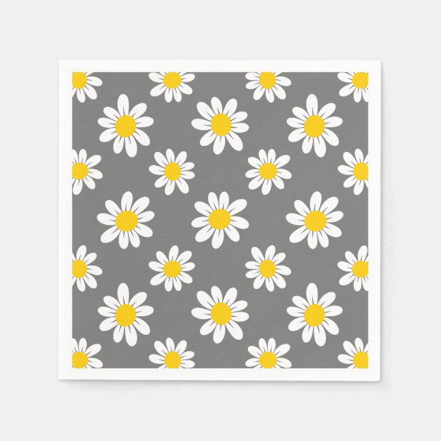 White Yellow Daisies Serviette (Vorderseite)