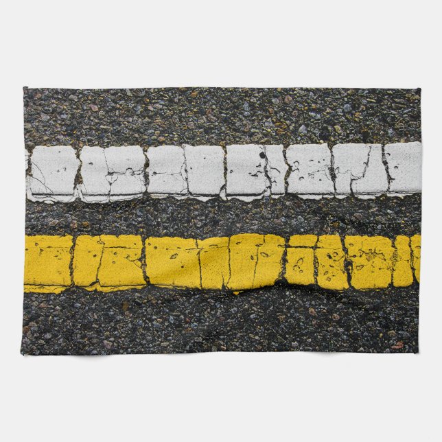 White Yellow Double Line Geschirrtuch (Horizontal)