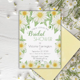 White Yellow Floral Daisies Script-Brautparty Einladung