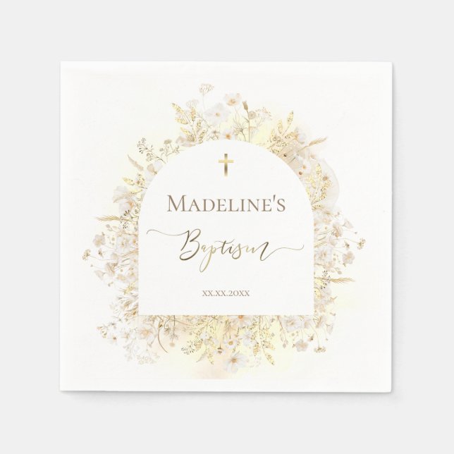 white yellow flowers Baptism  Serviette (Vorderseite)