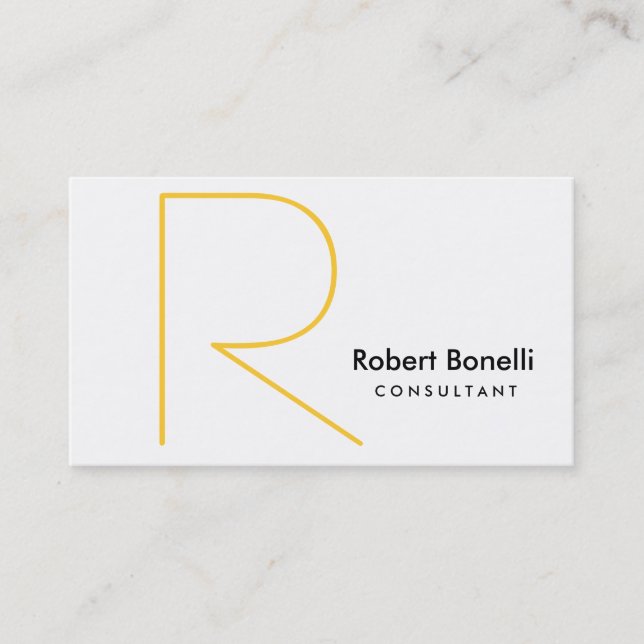 White Yellow Monogram Consultant Business Card Visitenkarte (Vorderseite)
