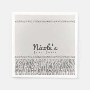 White Zebra Sparkle Sequins Glam Party Serviette