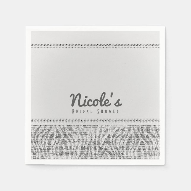 White Zebra Sparkle Sequins Glam Party Serviette (Vorderseite)
