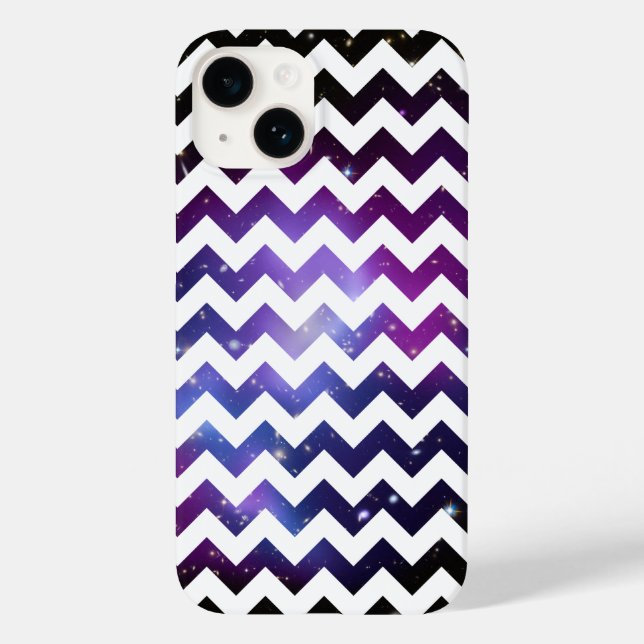 White Zigzag Lila Galaxy Cluster Case-Mate iPhone Hülle (Rückseite)