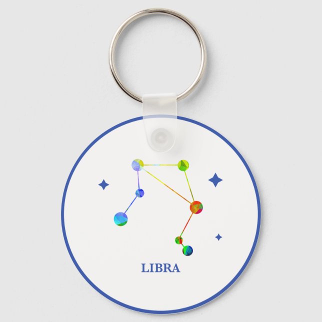 White Zodiac Libra Rainbow Schlüsselanhänger (Vorderseite)