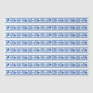 Whiteblue Bone Inlay Floral Border Decoupage Paper Seidenpapier