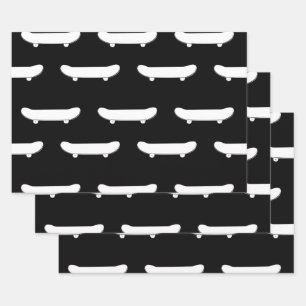 Whiteboard Monochromatischer Schwarzer Skater Urba Geschenkpapier Set