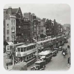 Whitechapel Hautpstraße, London, c.1930 Quadratischer Aufkleber